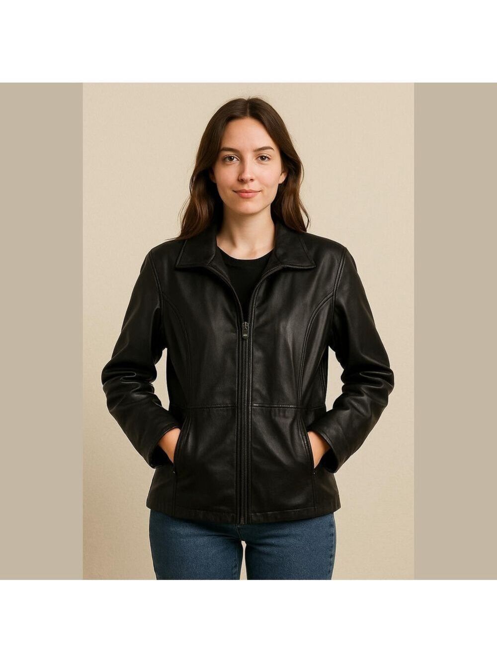 Vintage leather jacket Modest Unisex Leather Coat Worthington 90s